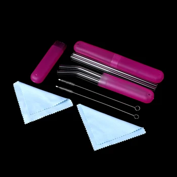 

4Pcs/Set Reusable Glass Straw With Cleaner Brush Or Straw Box Eco-Friendly Glass Drinking Straws Set For Glass Mug