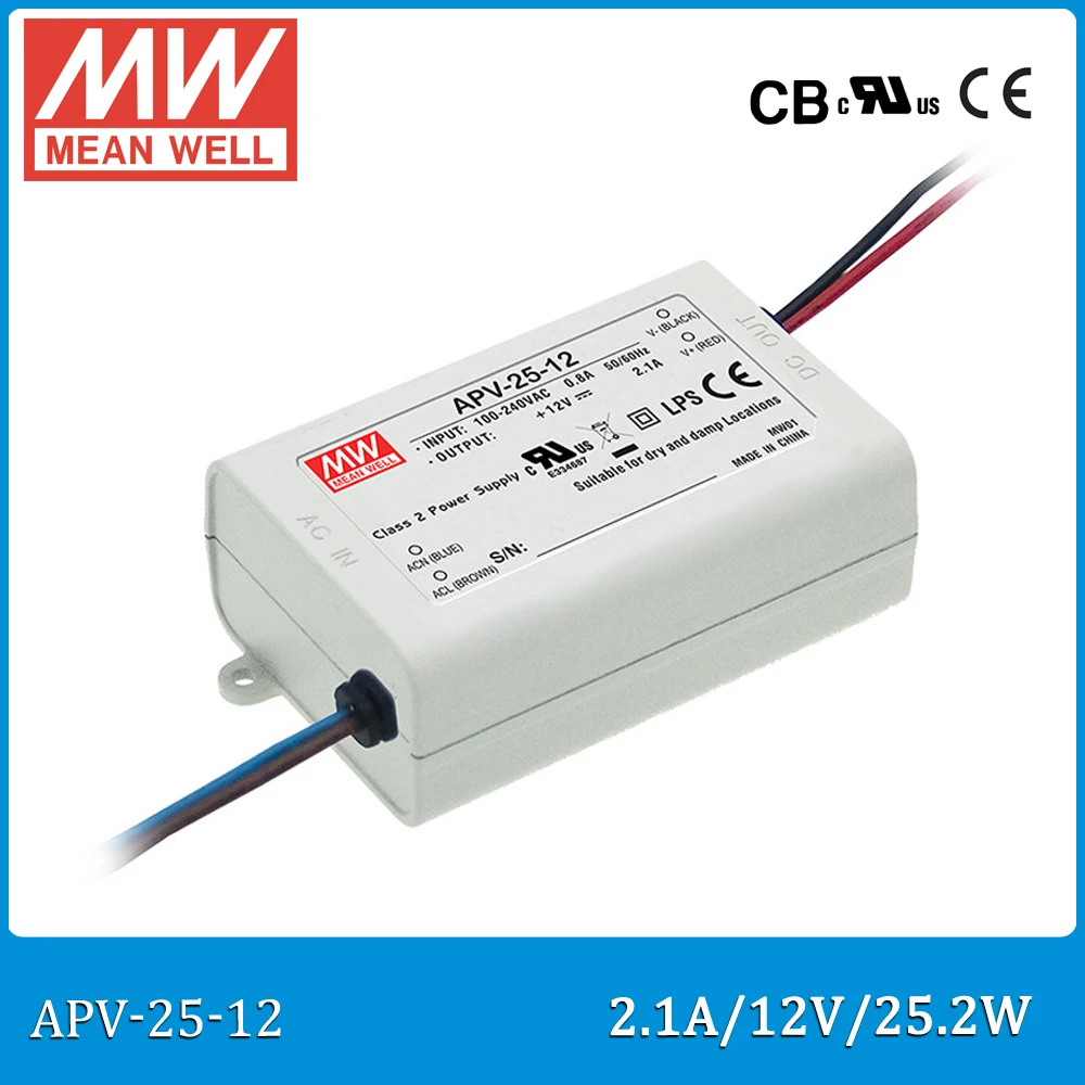 Бесплатная доставка Meanwell один Выход светодиодный драйвер APV 25 5V 12V 15V 24V 36V IP42