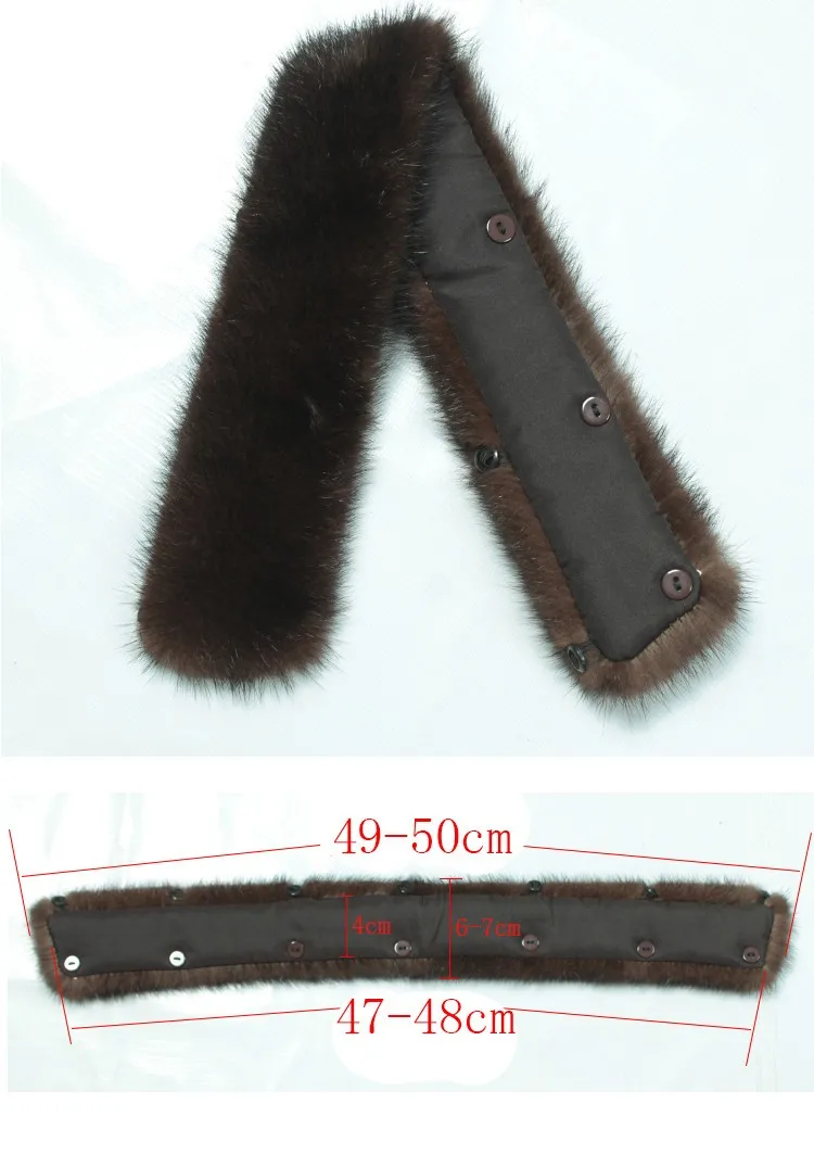 Натуральный норковый меховой воротник шарф для мужчин или женщин аксессуары для одежды черный коричневый норковый меховой воротник