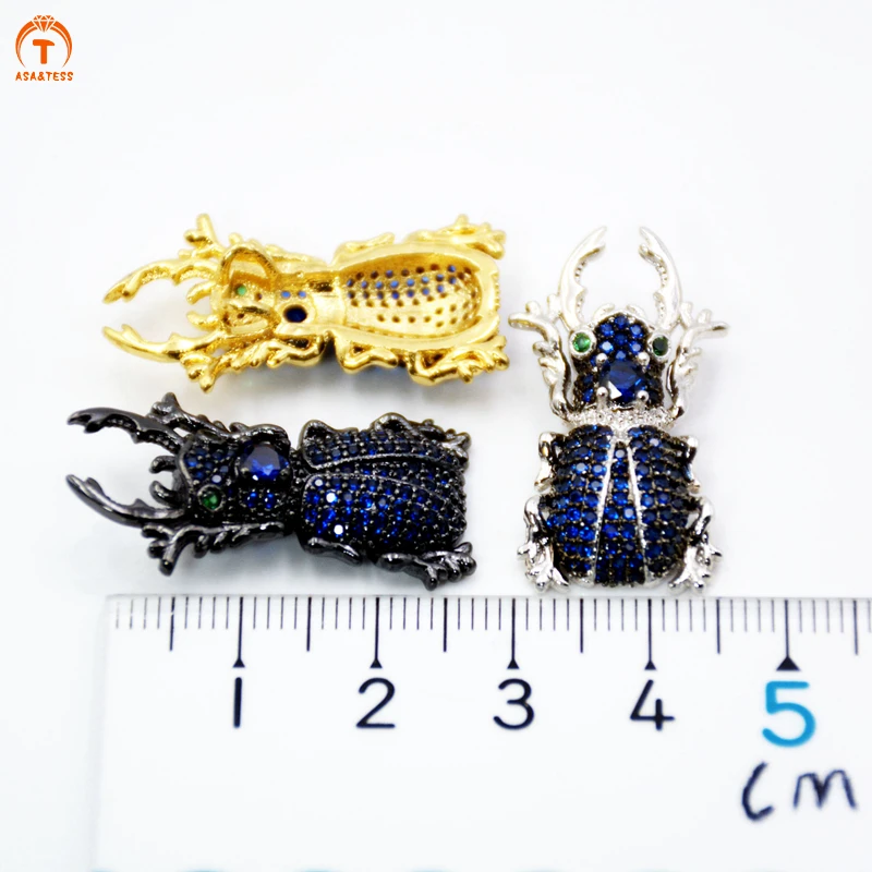 Аса & TESS Sapphires подвеска с голубым кубическим цирконием в стиле жука микро закрепка