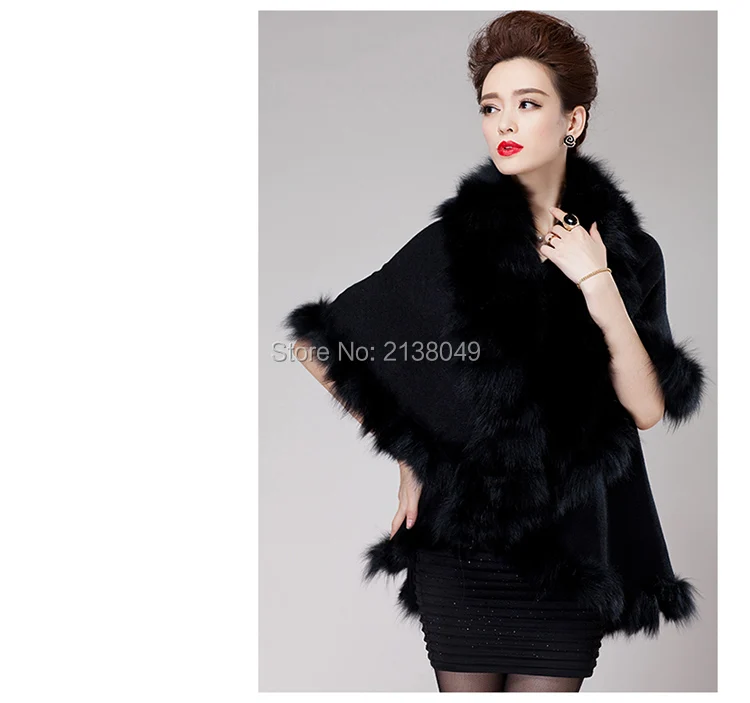 Sf0199 подлинное качество роскошные Для женщин лиса Мех животных Пальто для будущих мам пончо Шерсть пашмины