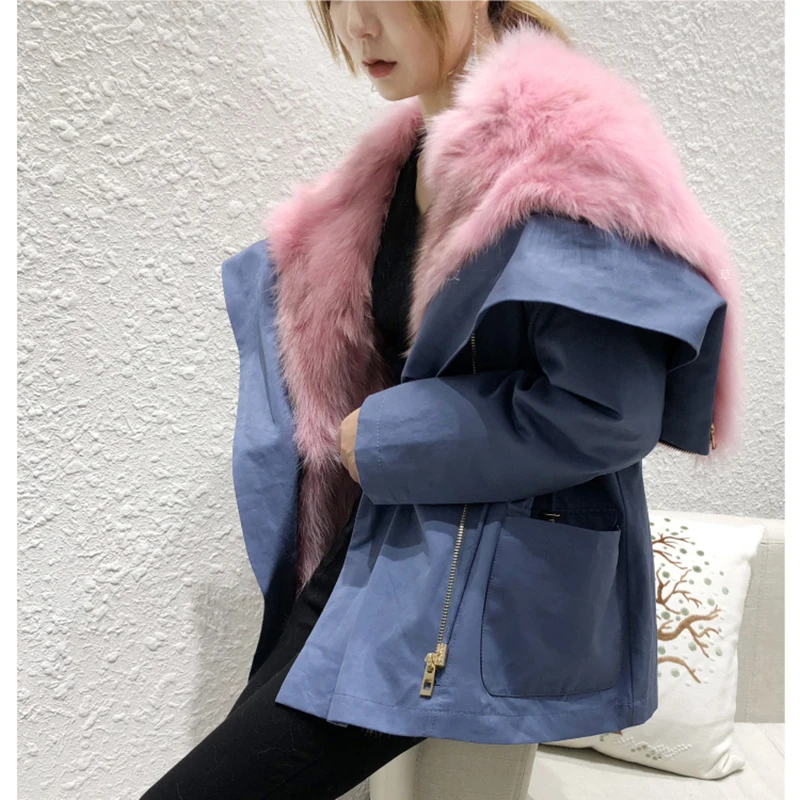 

2018 new fur coat parkas winter jacket coat women parka big real fox fur collar natural fox fur liner long outerwear