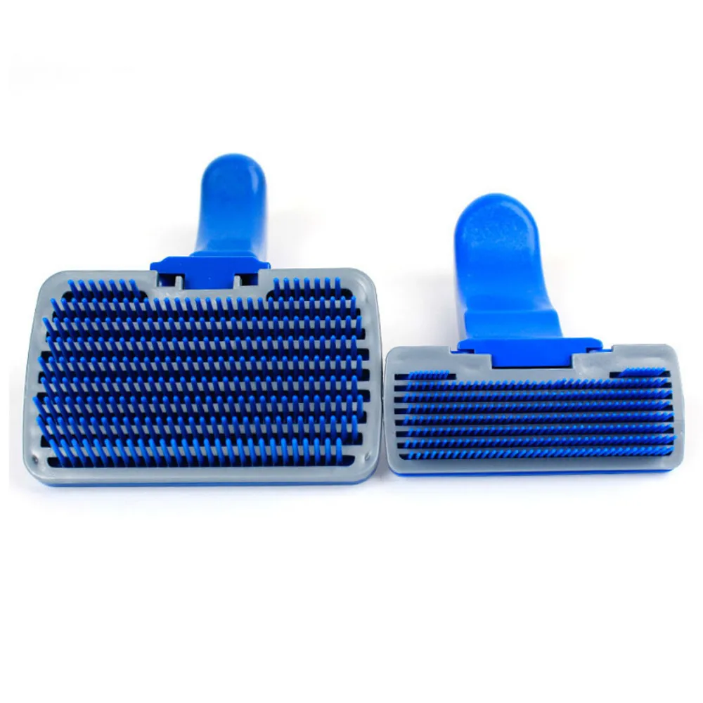 

Pet Dog Cat Grooming Massage Comb Plastic Hair Fur Shedding Brush Handle Self Cleaning Slicker Tool For Small Large Dogs F430