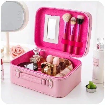 Multicolor PU Leather Cosmetic Bag Travel Organizer Cute Cosmetics Pouchs Travel Women Cosmetic Makeup Bag