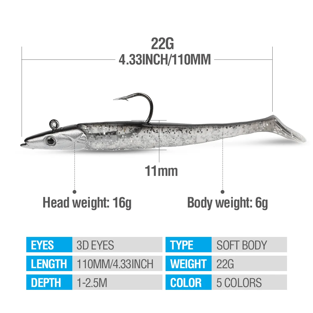 DONQL, 5 шт., свинцовая наживка для рыбалки, мягкая силиконовая наживка, один крючок, Искусственный бас, открытая лопатка, хвост, рыболовная приманка+ 10 разъемов, джиг