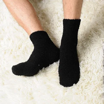 

towel ankle socks thicken warm Fuzzy terry elastic short coral velvet for spring autumn winter Men Man Male Boy solid color