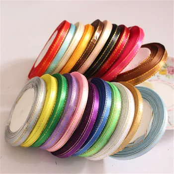 

Silk Satin Gold Ribbon 6mm 25Yards 22 Meters DIY Handmade Craft Wedding Party Decoration Gift Wrapping Scrapbooking Supplies
