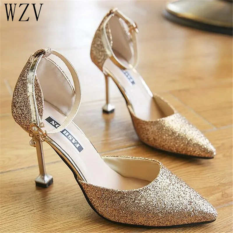

2019 NEW Woman High Heels Shoes Ladies Sexy Sequins Pointed Toe Women Pumps Stiletto Shoes Woman Free Shipping E881