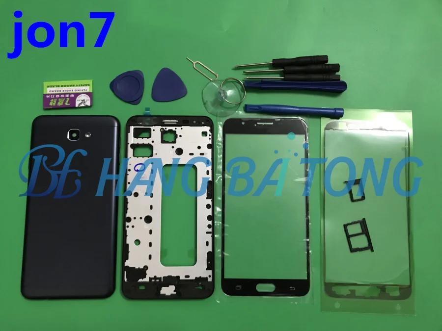 

Full Housing For Samsung J7 Prime G610 G610F G610DS Front Mid Frame Plate Bezel Battery Back Cover Door Case With Side Buttons