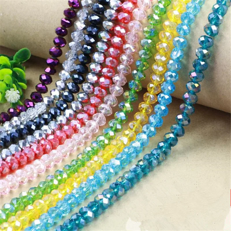 

MHS.SUN 2MM 500PCS Shiny AB Color Faceted Rondelle Crystal Beads Round Loose Spacer Beads For DIY Bracelets Necklace
