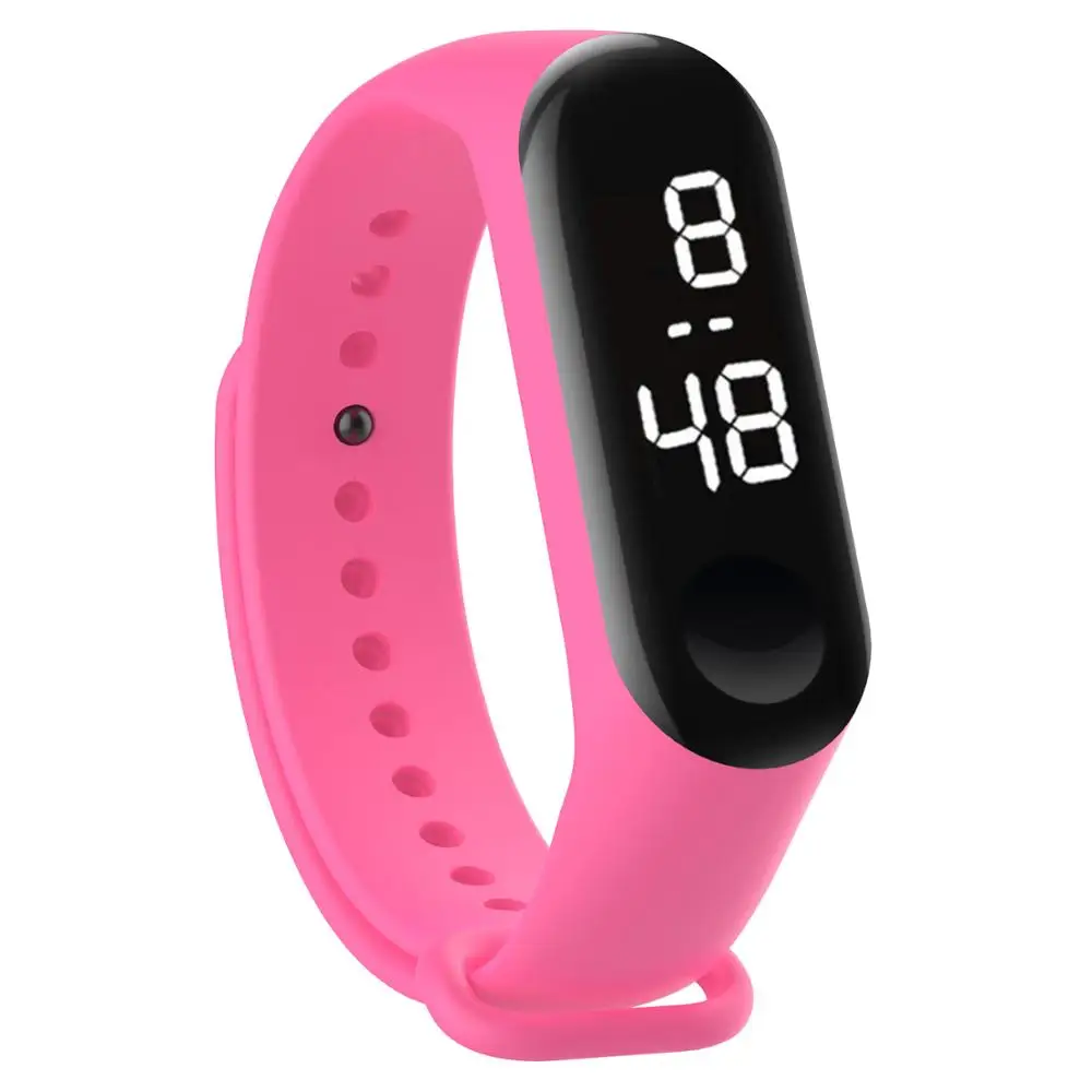 LED-pink Для mi band 3 ремешок сенсорный экран циферблат белый светильник СВЕТОДИОДНЫЙ Дисплей силиконовый ремешок браслет Спорт на открытом воздухе часы браслет часы - Цвет: LED-pink