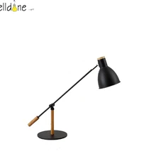 Светодиодная современная настольная лампа черного/белого цвета из металла с деревянным осветительным приспособлением для спальни гостиной