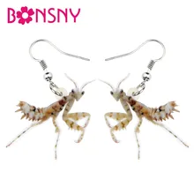 Bonsny Acrílico Declaração Insect Mantis Cavalo Diabo Brincos Gota Dangle Encantos de Presente de Jóias Para As Mulheres Meninas Adolescentes Moda Verão