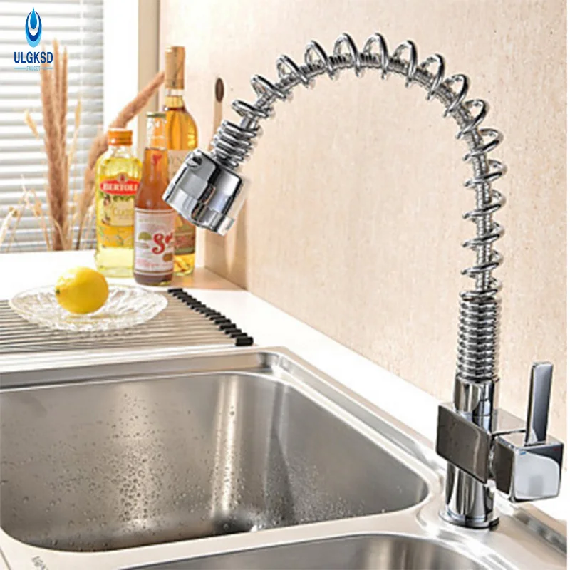 ULGKSD Kitchen Faucet Chrome Kitchen Sink Faucet 360 Rotation Rainfall