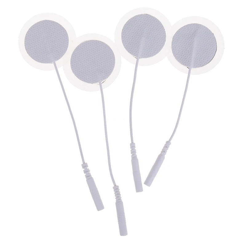 

2pcs Round Replacement Electrode Pads With Cable Self-adhesive Reusable Pads Body Massager For Tens Machine