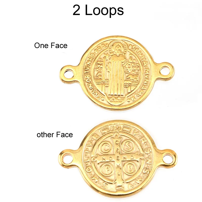 

Risul San Benito stainless steel The father small charms the Saint Benedict medal tags round 1/2/3 loops Pendant 50pcs