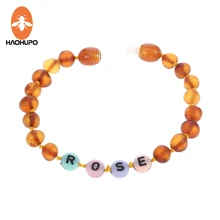 HAOHUPO Креативный дизайн янтарный браслет Балтийский Янтарь бусины Индивидуальные Имя ювелирные изделия мама ребенок подарочный браслет по индивидуальному заказу Bojioux