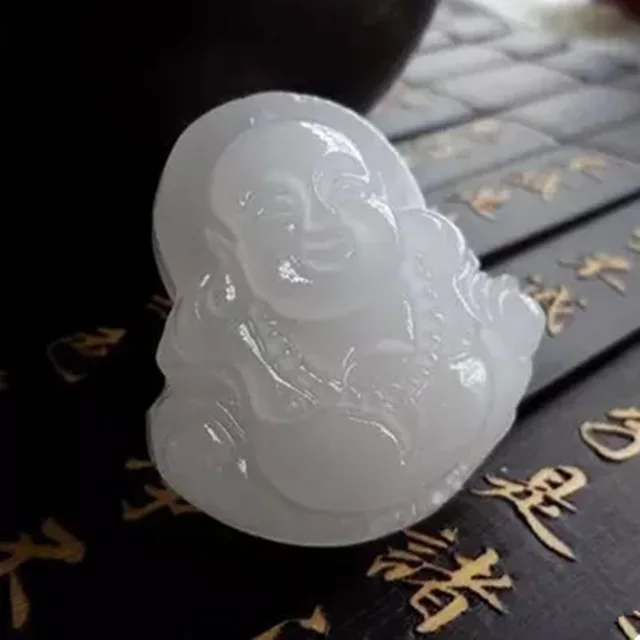 Элегантные женские ручной работы скульптура стиль белый Смеющийся Будда кулон словосочетание из