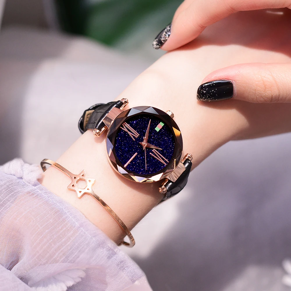 

New Fashion Simple Quartz Women Watch 2018 Top Brand Casual Watches Women Luxury Starry Sky Dial Watch Waterproof reloj mujer
