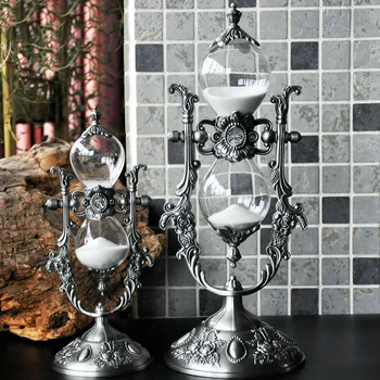 

Creative Metal Clear Glass Hourglass about 15/30 Minutes Timer White Sand Clock Sandglass Office Decoration Adornment Figurines