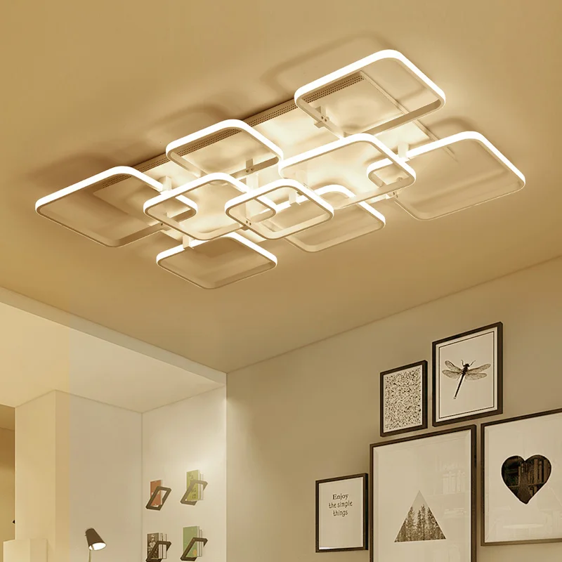 Marrón moderno LED techo Control remoto Lamparas Led Plafond lámpara para salón dormitorio acrílico cuadrada AC220V