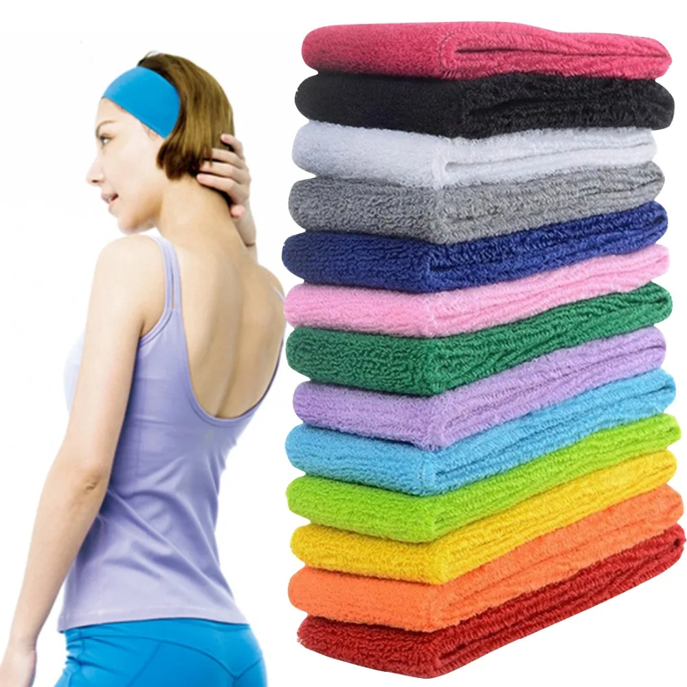 12-pcs Women Men Sport Sweatband Headband Yoga Gym Stretch Basketball Hair Band