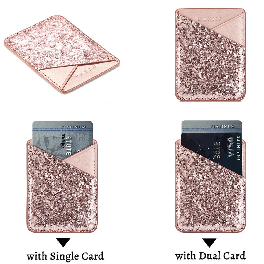Bling Leather Card Holder Sticker For iPhone 12 11 Pro Max XS X XR 7 8 Plus Huawei Samsung A51 A71 S20 Ultra Note 10 Phone Case case for iphone 7