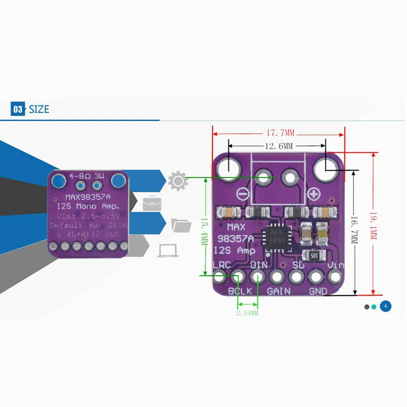 Max98357 I2S 3 W усилитель класса D Breakout Интерфейс декодер DAC модуль Filterless аудио совета для Raspberry Pi Esp32