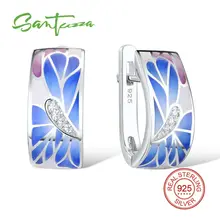 SANTUZZA серебряные серьги для женщин 925 пробы серебряные серьги-гвоздики с камнями Кубический Цирконий brincos Ювелирные изделия с эмалью