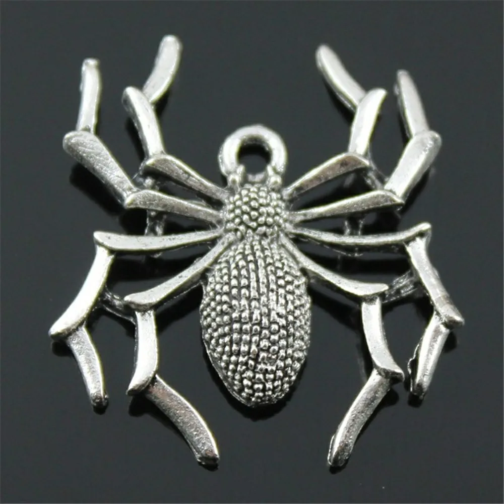 4pcs Spider Pendant Spider Charm Antique Silver Charms For Jewelry