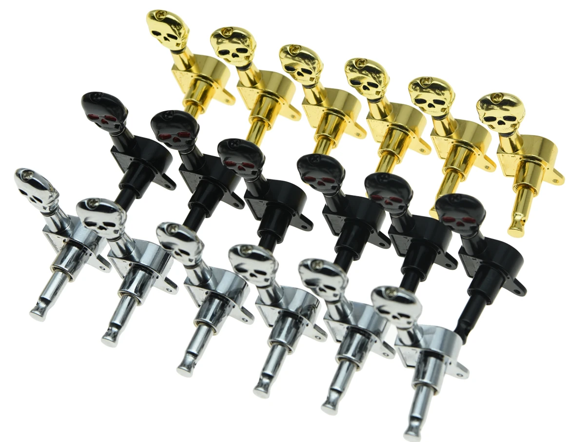 Lefty 6L Guitar Tuners Stimmschlüssel Pegs Mechaniken mit Skull Buttons