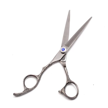 

Left-Hand 5.5" Black 440C Engraving Logo Hairdressing Scissors Cutting Shears Thinning Scissors Professional Hair Scissors C8002