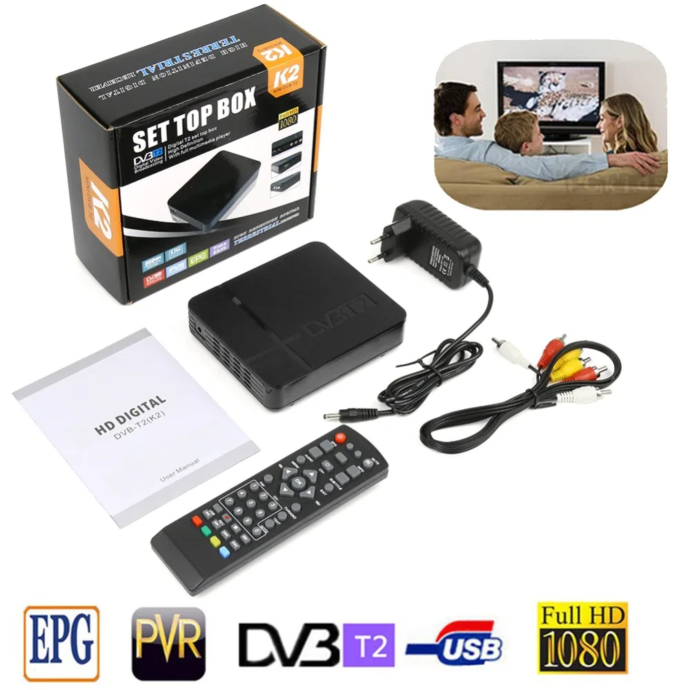 

DVB T2 TV Tuner Terrestrial Receiver digital Satellite TV signal receiver HD 1080P MPEG4 H.264 TV Receivers ship from Russian