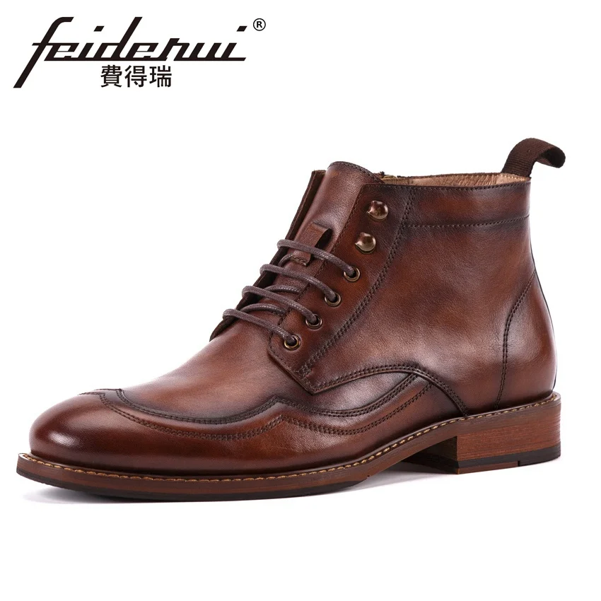 New Vintage Genuine Leather Men's High Top Outdoor Ankle Boots British