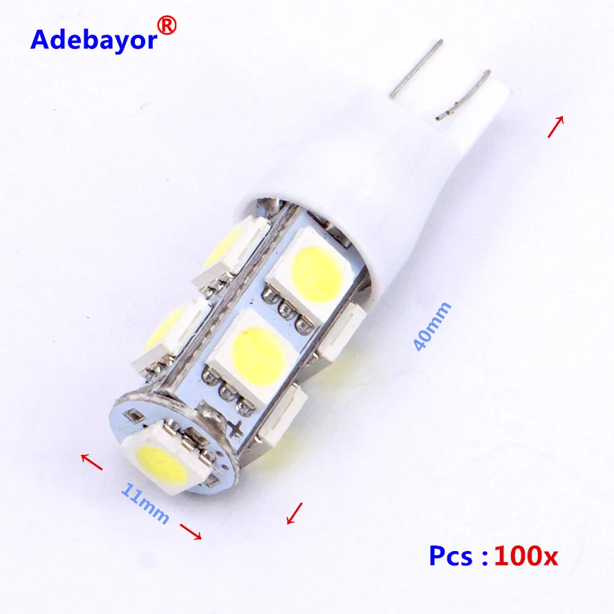 

100 x T10 Flash W5W 194 9 SMD 5050 LED 5SMD Car light with Two modes of Operation 5050 smd car strobe light white blue