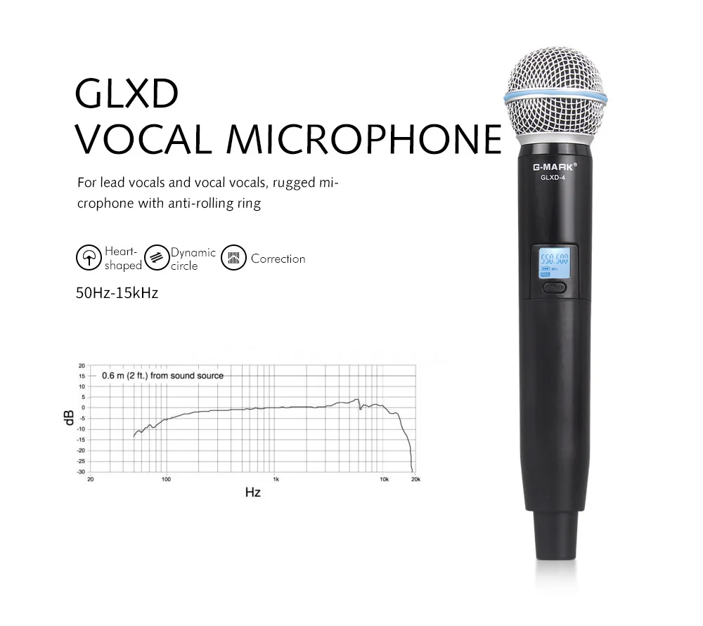 Microphone Wireless G-MARK D4 Professional 2 Channels UHF System Dynamic Mic Automatic Frequency 80M For Party Stage Host Church