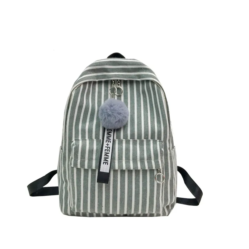 Женский рюкзак, женская школьная сумка для девочек-подростков, полосатые рюкзаки для ноутбука, дорожная тканевая сумка для студентов, черный рюкзак для ноутбука - Цвет: Зеленый