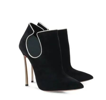 

Women black/red/nude pointed toe high heel ankle boots Ladies basic thin heel short boots Fashion martin boots Female shoes