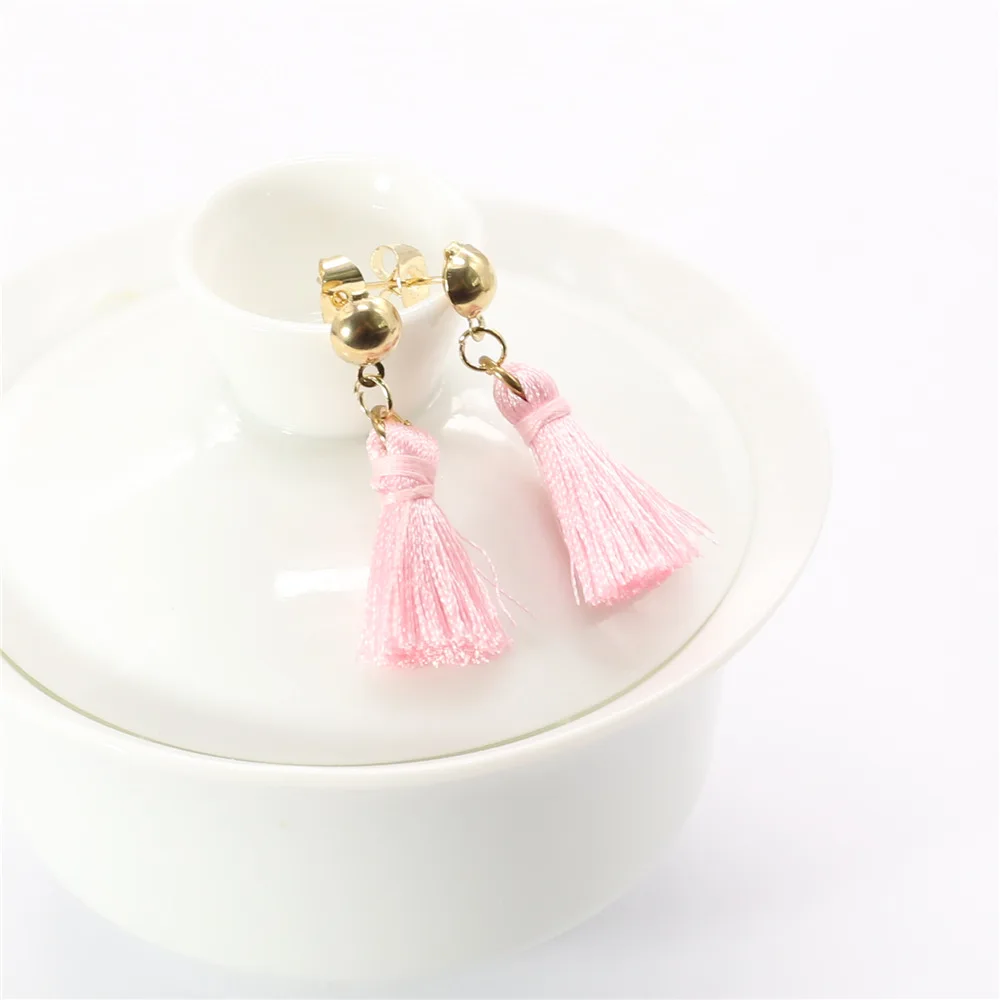 Новые милые серьги гвоздики Aretes Brincos колошения розовая кисточка корейские для