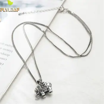 

Flyleaf Vintage Good Luck Elephant 100% 925 Sterling Silver Necklace For Women Fine Jewelry Necklaces & Pendants High Quality