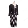 Nice-Forever One-Piece Faux Jacket Retro Contrast Polka Wear to Work Business Vestidos Office Bodycon Women Sheath Dress B407 ► Photo 3/6