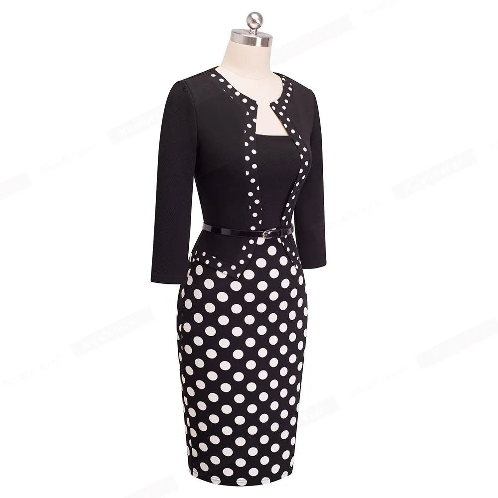Пиджачный костюм Nice forever B407 женский цельный в стиле ретро|wear to work|sheath dressbusiness dress |