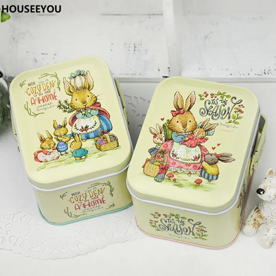 Vivid Peter Rabbit Tote Tin Box Jewelry Storage Boxes Organizer Case