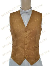 

Deluxe Golden Jacquard Single Breasted Steampunk Waistcoat For Halloween
