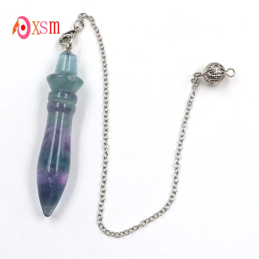 

xinshangmie New Stylish Natural Fluorite Energy Crystal Reiki Pendulum Dowsing Hypnosis Healing Amulet Scepter Pendant 1 Pcs