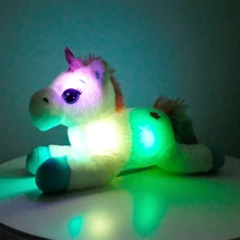 40 cm Bunte LED Einhorn Plüsch Spielzeug Glowing Kuscheltiere Pferd Spielzeug Nette Licht Up Pony Puppe Kinder Mädchen Weihnachten geburtstag Geschenke