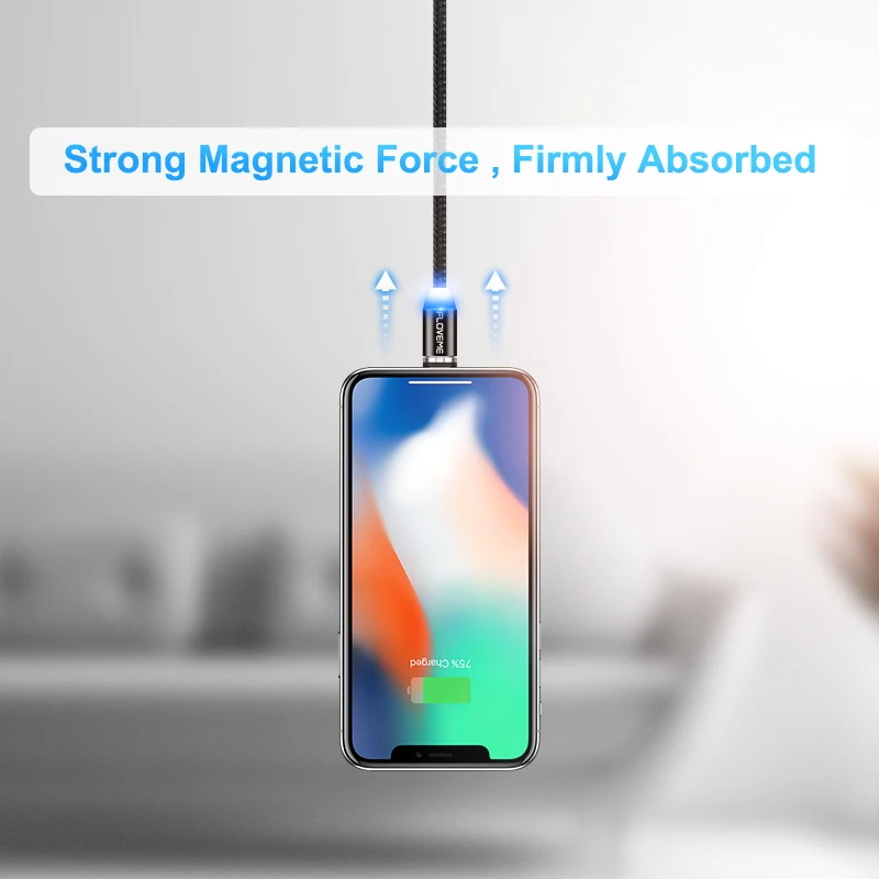 FLOVEME 1 м Магнитный USB кабель, СВЕТОДИОДНЫЙ Магнитный зарядный кабель Micro USB для iPhone X 7 6 5 для samsung Galaxy S8 S9 type C