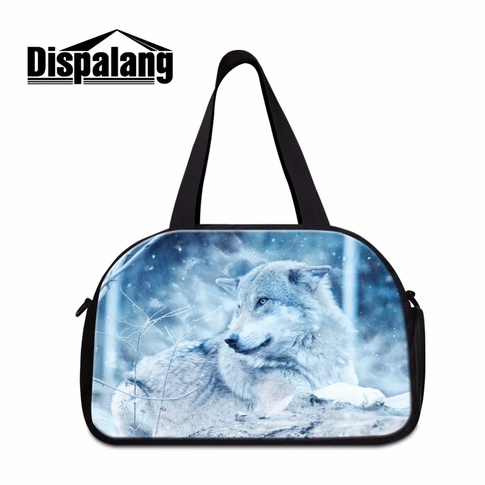 Waterproof Travel Duffel Bag Womens Weekend Bag Wolf Black Mens Luggage Bag For Gym Sports Overnight Trip