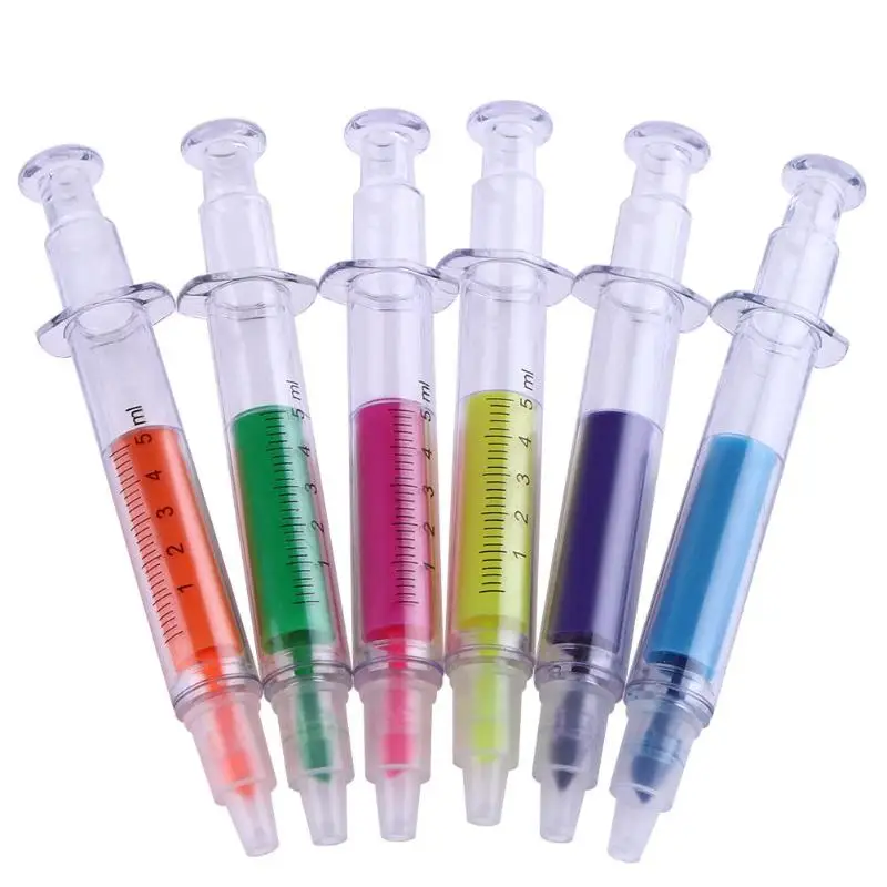 Novelty Needle Tube Syringe Shaped Highlighter Marker Fluorescent