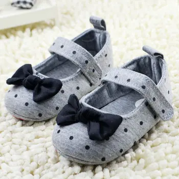 

Baby Girl Polka Dot Bowknot Crib Shoes Soft Sole Comfort Baby Shoes Prewalker New
